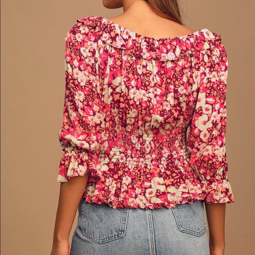 Free People Sweet Memories Blouse in Pink Floral Print - Picture 2 of 7